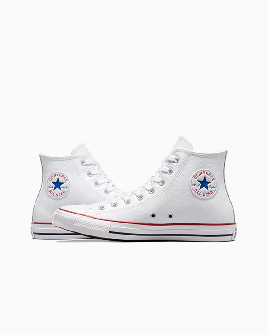 Tenisi Inalti Dama Converse Chuck Taylor All Star Piele Albi | RO HPGDW306